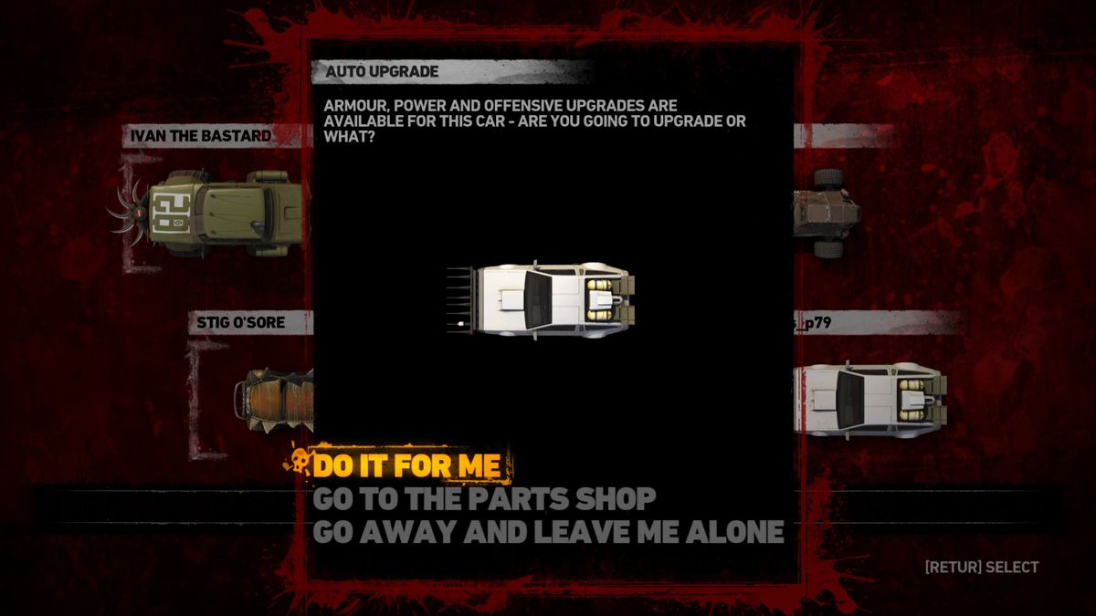 Carmageddon: Max Damage (Windows) screenshot: Time to upgrade the car.