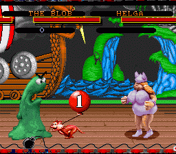 Clay Fighter (SNES) screenshot: Round 1 begins, according to a small mammal