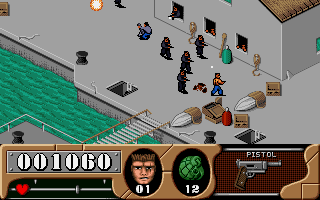 Arnie Savage: Combat Commando (DOS) screenshot: Uh-oh. If there are so many soldiers on your heels, you're as good as dead.