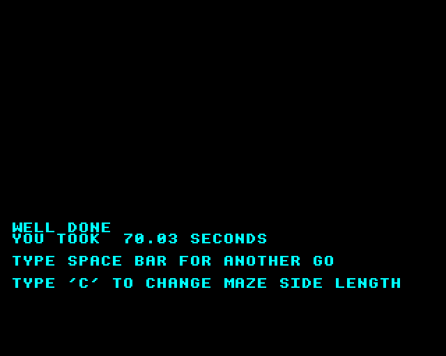 3-D Maze (BBC Micro) screenshot: Final Score