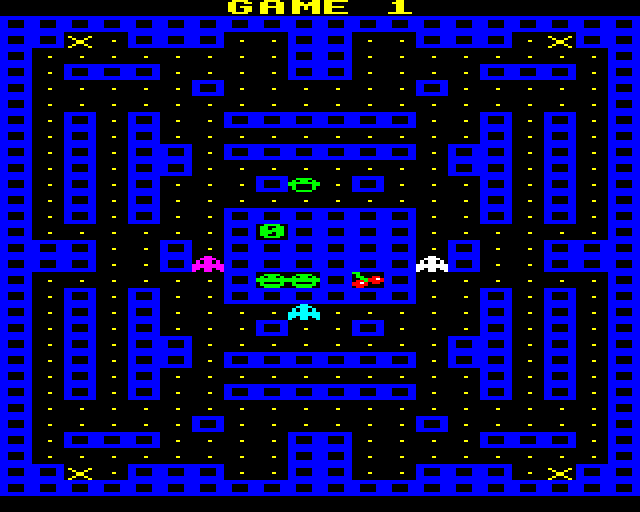 Beebmunch (BBC Micro) screenshot: Chased by Ghosts