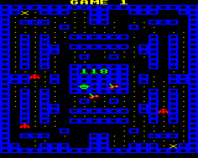 Beebmunch (BBC Micro) screenshot: Chasing Ghosts