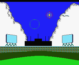Victorious Nine II: Kōkō Yakyū-hen (MSX) screenshot: Fire works.