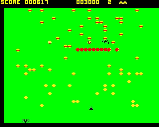Caterpillar (BBC Micro) screenshot: Scorpion Moves Across the Screen