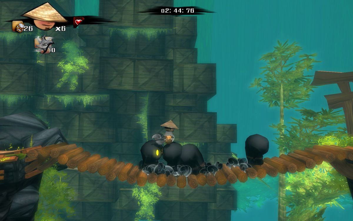 Wooden Sen'SeY (Windows) screenshot: Jumping on enemies