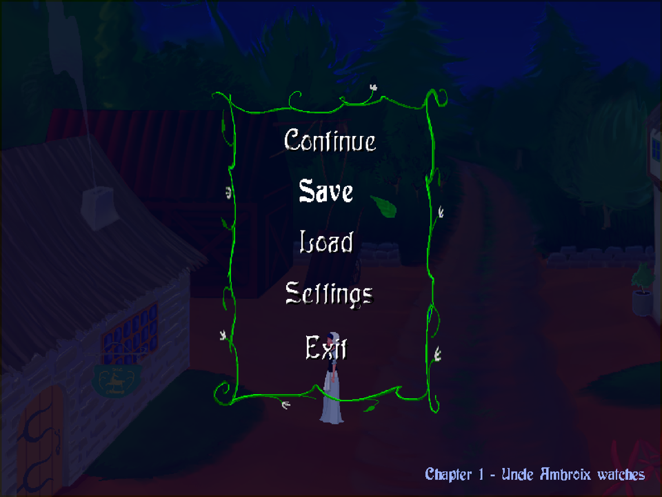 A Night in Berry (Windows) screenshot: Game menu