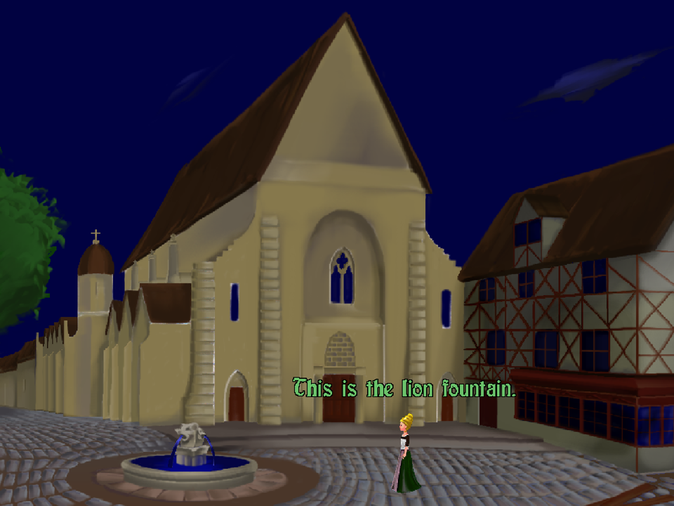 A Night in Berry (Windows) screenshot: A church in the nearby city