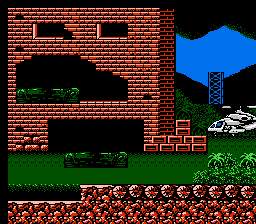 CrossFire (NES) screenshot: The helicopter comes to take Eric to the next mission