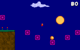 Aro (DOS) screenshot: Jumping to get the point