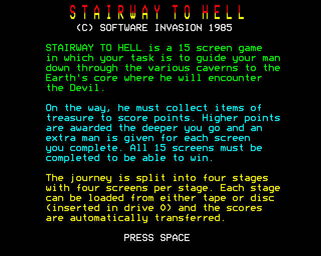 Stairway to Hell (BBC Micro) screenshot: