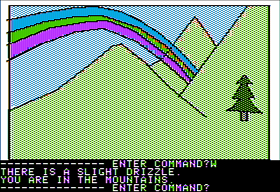 Hi-Res Adventure #2: The Wizard and the Princess (Apple II) screenshot: Neat, a rainbow!