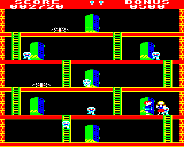 Spooks & Spiders (BBC Micro) screenshot: Found the Damsel