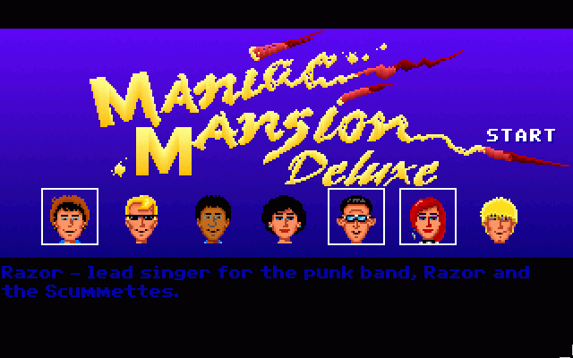 Maniac Mansion Deluxe (Windows) screenshot: Aside from Dave, you have to select two additional characters.