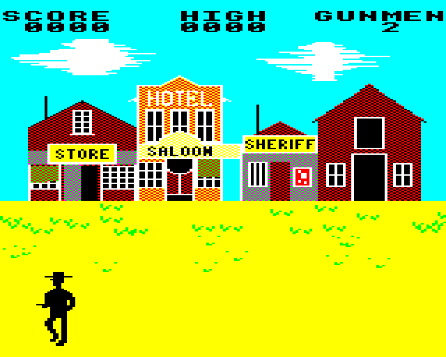 Gunsmoke (BBC Micro) screenshot: Here's the Gunslinger
