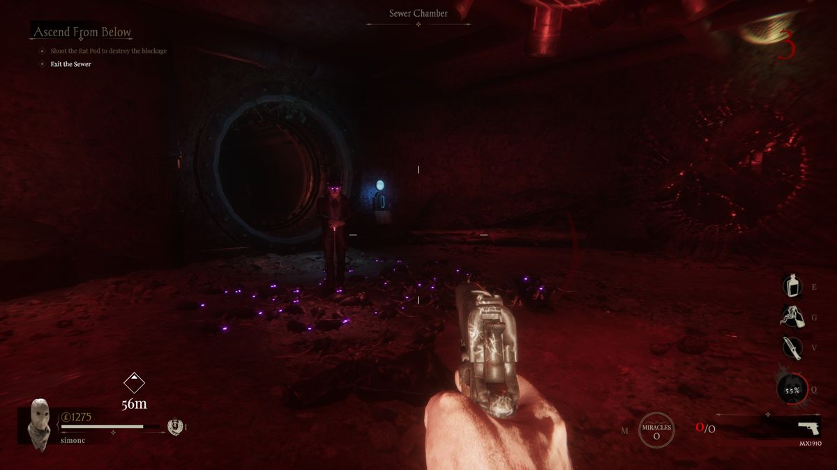 Sker: Ritual (Windows) screenshot: This enemy is surrounded by a swarm of rats.