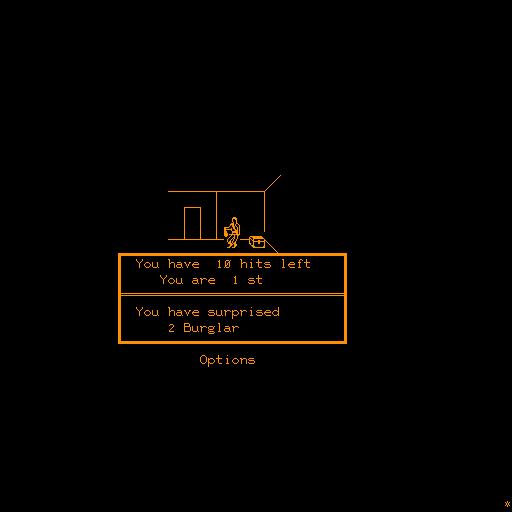 Oubliette (Terminal) screenshot: Fighting burglars