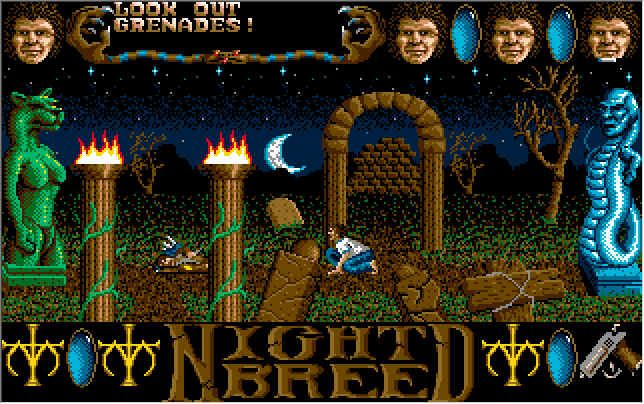 Clive Barker's Nightbreed: The Action Game (DOS) screenshot: Upper level in game screen