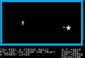 Ultima (Apple II) screenshot: Showdown with Mondain 1,000 years ago