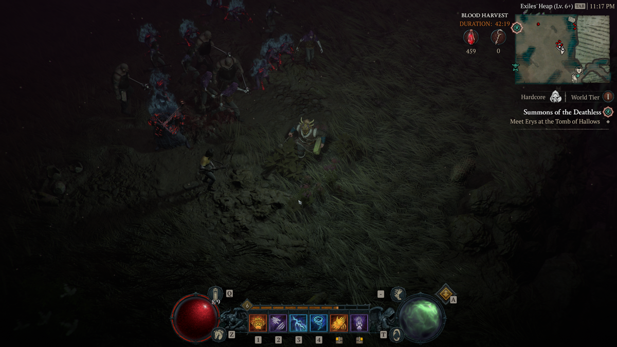 Diablo IV (Windows) screenshot: I'm getting chased by Vampire creatures during the Blood Harvest event.