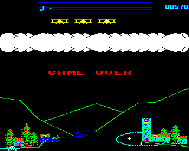 Bird Strike (BBC Micro) screenshot: Game Over