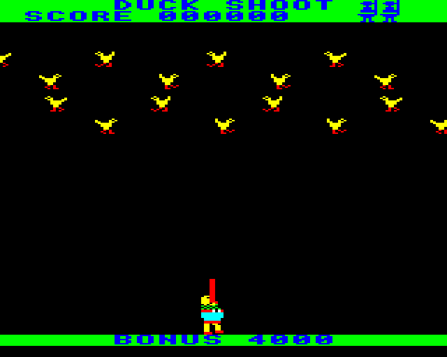 Duck! (BBC Micro) screenshot: Many Ducks