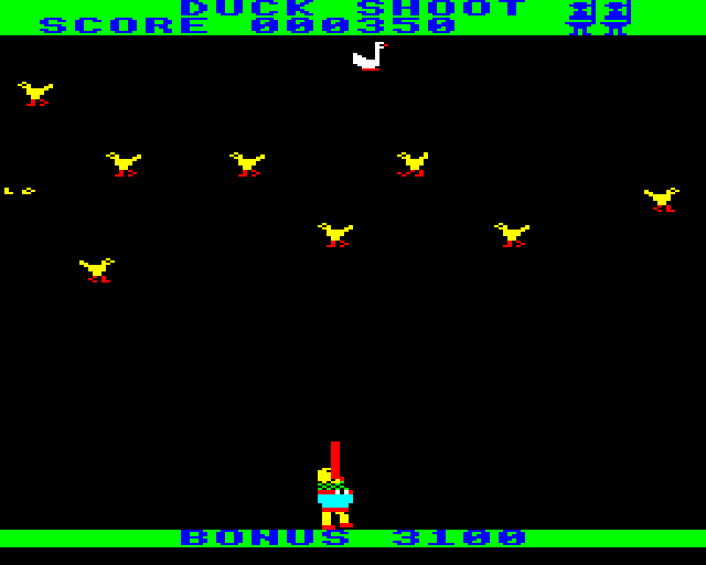 Duck! (BBC Micro) screenshot: Swan Flies By