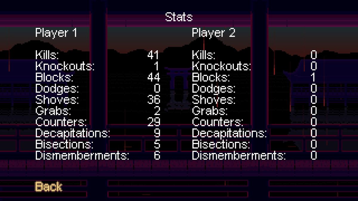 First Cut: Samurai Duel (Windows) screenshot: Player statistics