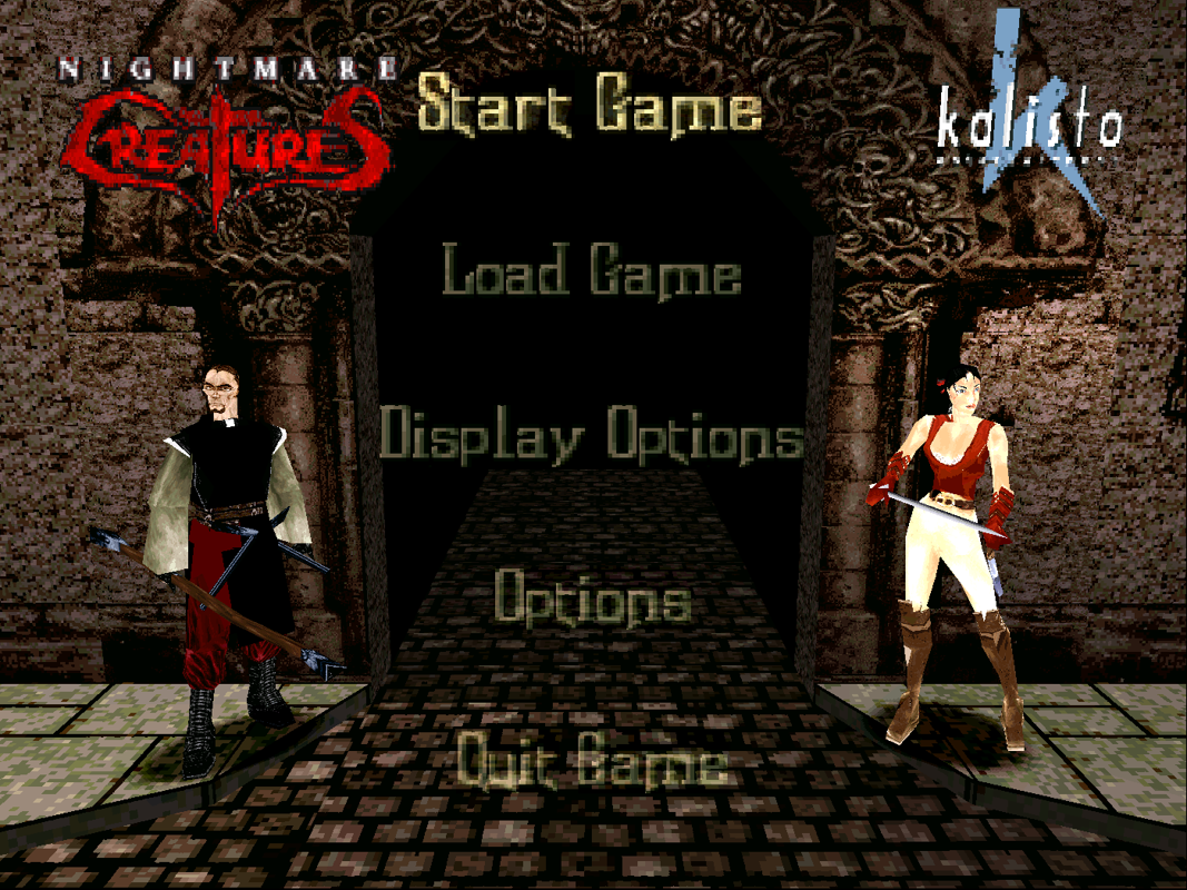 Nightmare Creatures (Windows) screenshot: Title screen - The resolution can be switched from basic 320x240 up to 1400x1050