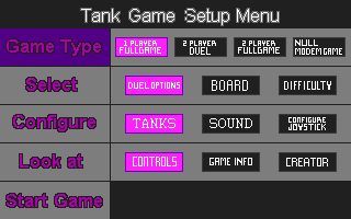 Tankgame (DOS) screenshot: Setup menu