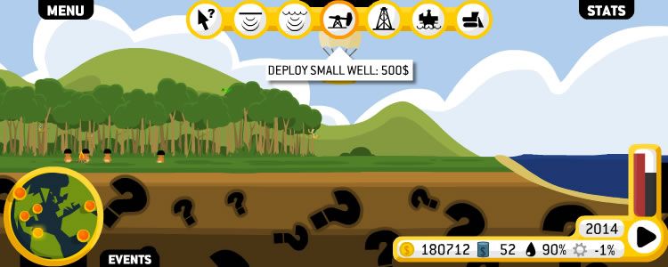 Oiligarchy (Browser) screenshot: The default actions are shown near the top of the screen.