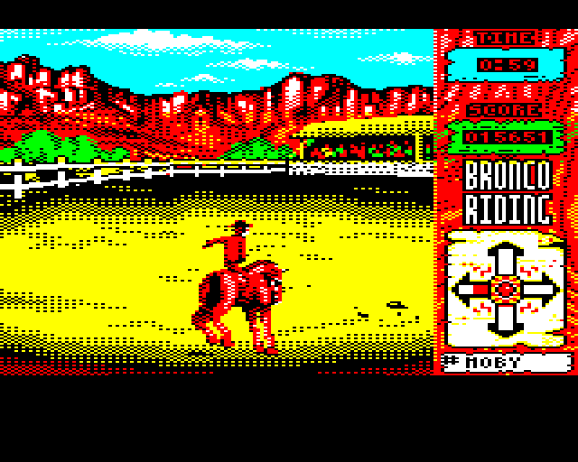 Buffalo Bill's Wild West Show (BBC Micro) screenshot: Ride that Bronco