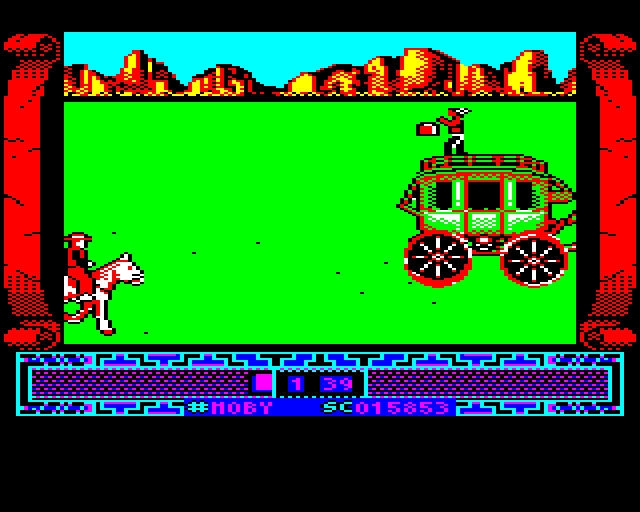Buffalo Bill's Wild West Show (BBC Micro) screenshot: Stagecoach Rescue
