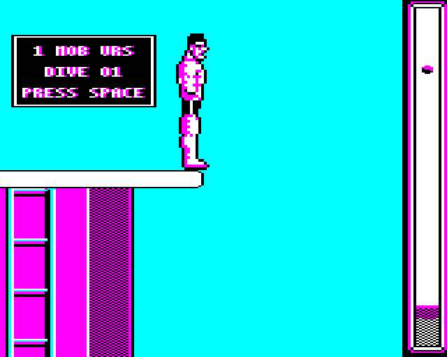 Summer Challenge (BBC Micro) screenshot: Ready to Jump