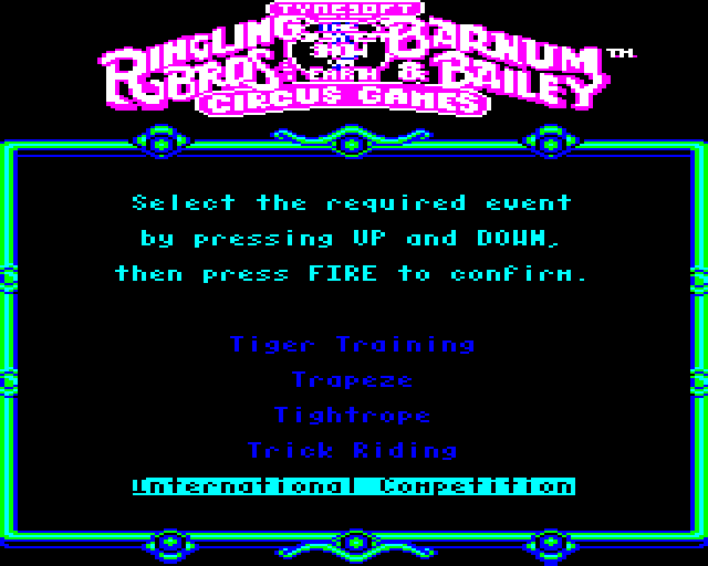 Circus Games (BBC Micro) screenshot: Choose an Event