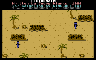 Legionnaire (Commodore 16, Plus/4) screenshot: Title Screen with Credits and Copyright.