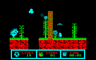 Spiky Harold (Amstrad CPC) screenshot: Entrance to go underground