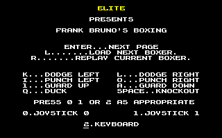 Frank Bruno's Boxing (Amstrad CPC) screenshot: Title Screen