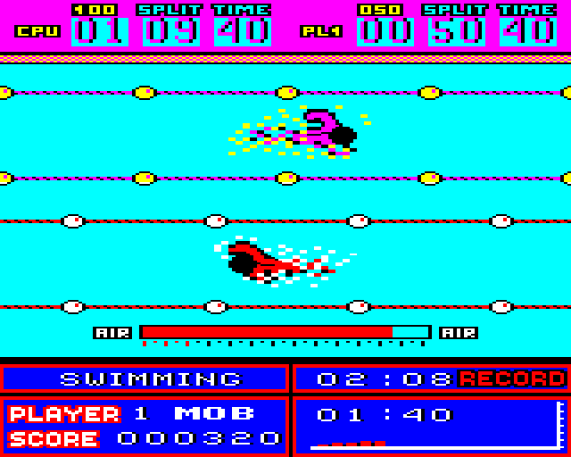 European Games (BBC Micro) screenshot: Swimming
