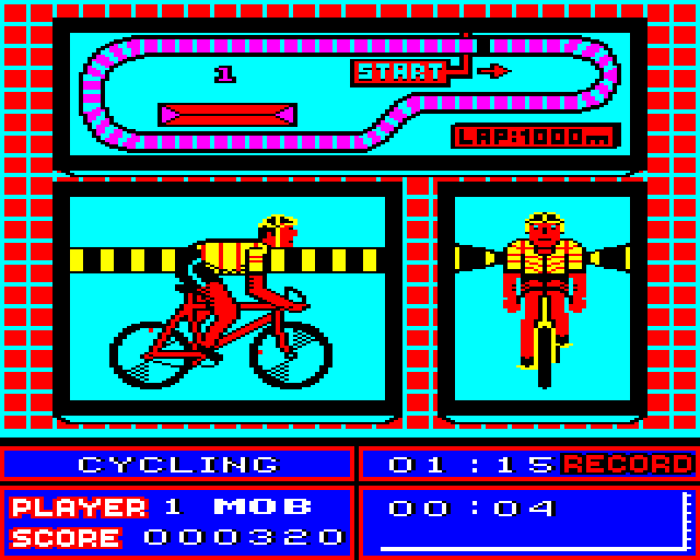 European Games (BBC Micro) screenshot: Cycling