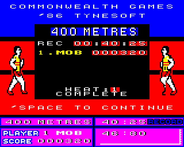 European Games (BBC Micro) screenshot: I Set a Record