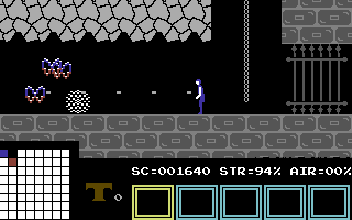 Hero of the Golden Talisman (Commodore 64) screenshot: Shooting some bird-like creatures