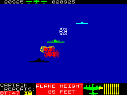 Night Gunner (ZX Spectrum) screenshot: Receiving low altitude warning