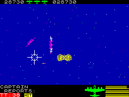 Night Gunner (ZX Spectrum) screenshot: 100 points for shooting down a big plane
