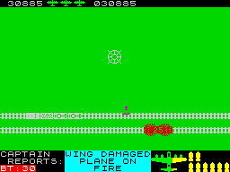 Night Gunner (ZX Spectrum) screenshot: Dropping bombs on a moving train