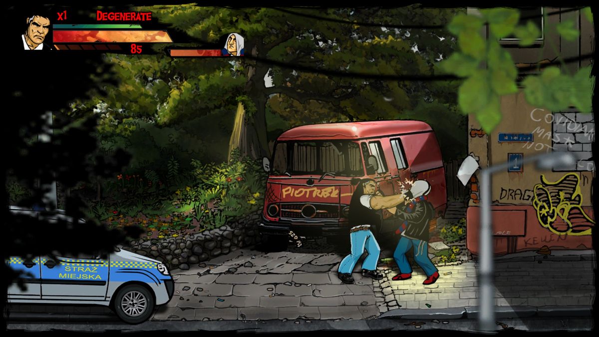 Skinny & Franko: Fists of Violence (Windows) screenshot: The first enemy in the second level