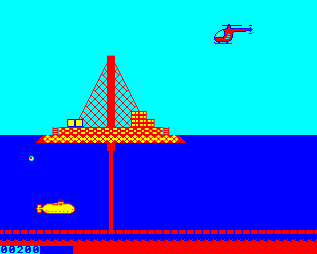 Rig Attack (BBC Micro) screenshot: Incoming Submarine
