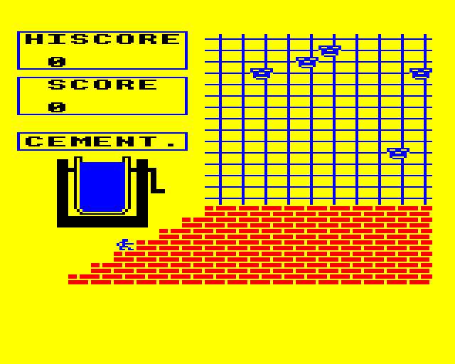 Auf Wiedersehen Pet (BBC Micro) screenshot: Laying Bricks