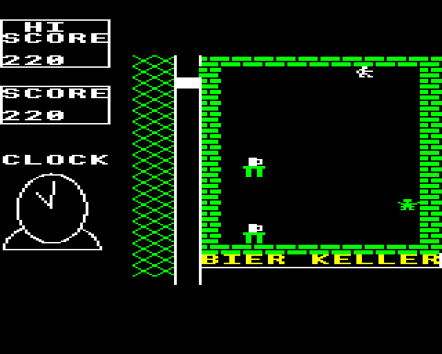 Auf Wiedersehen Pet (BBC Micro) screenshot: Try to Grab the Beer