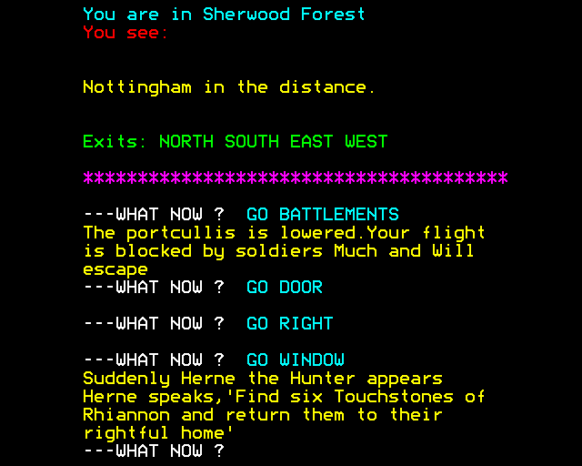 Robin of Sherwood: The Touchstones of Rhiannon (BBC Micro) screenshot: My Quest to Find the Six Touchstones