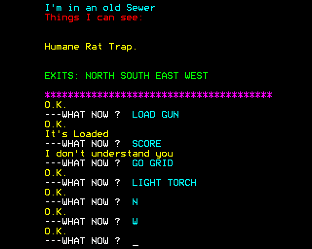 Waxworks (BBC Micro) screenshot: I Found a Trap in the Sewers